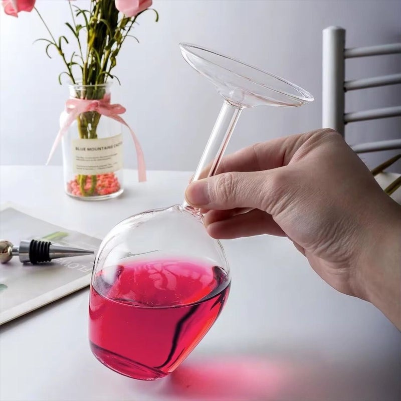 Inverted Wine Glass High Borosilicate Dishwasher Safe Stem Spout Design Upside Down Champagne - Image 3